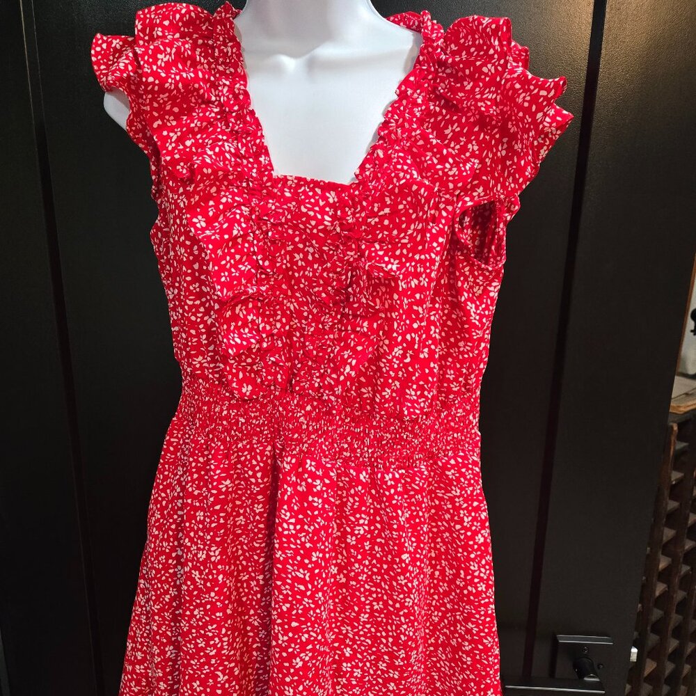 Betsey's Boutique Red & White Dress Sz L